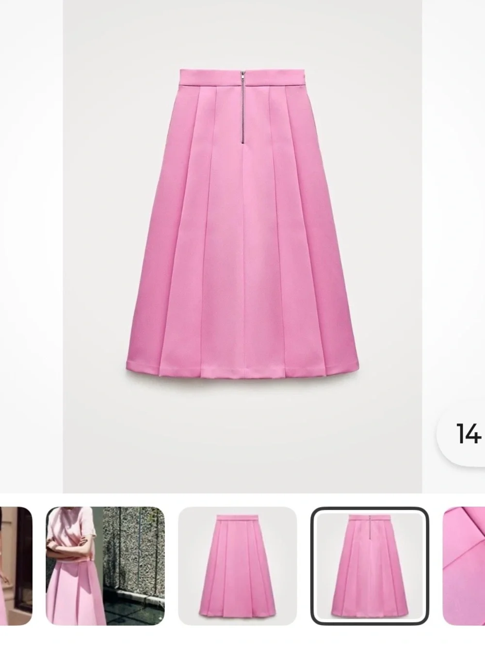 Zara Pink Midi Pleated A-Line Skirt